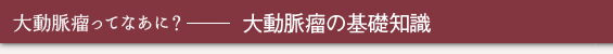大動脈瘤ってなあに? - 大動脈瘤の基礎知識